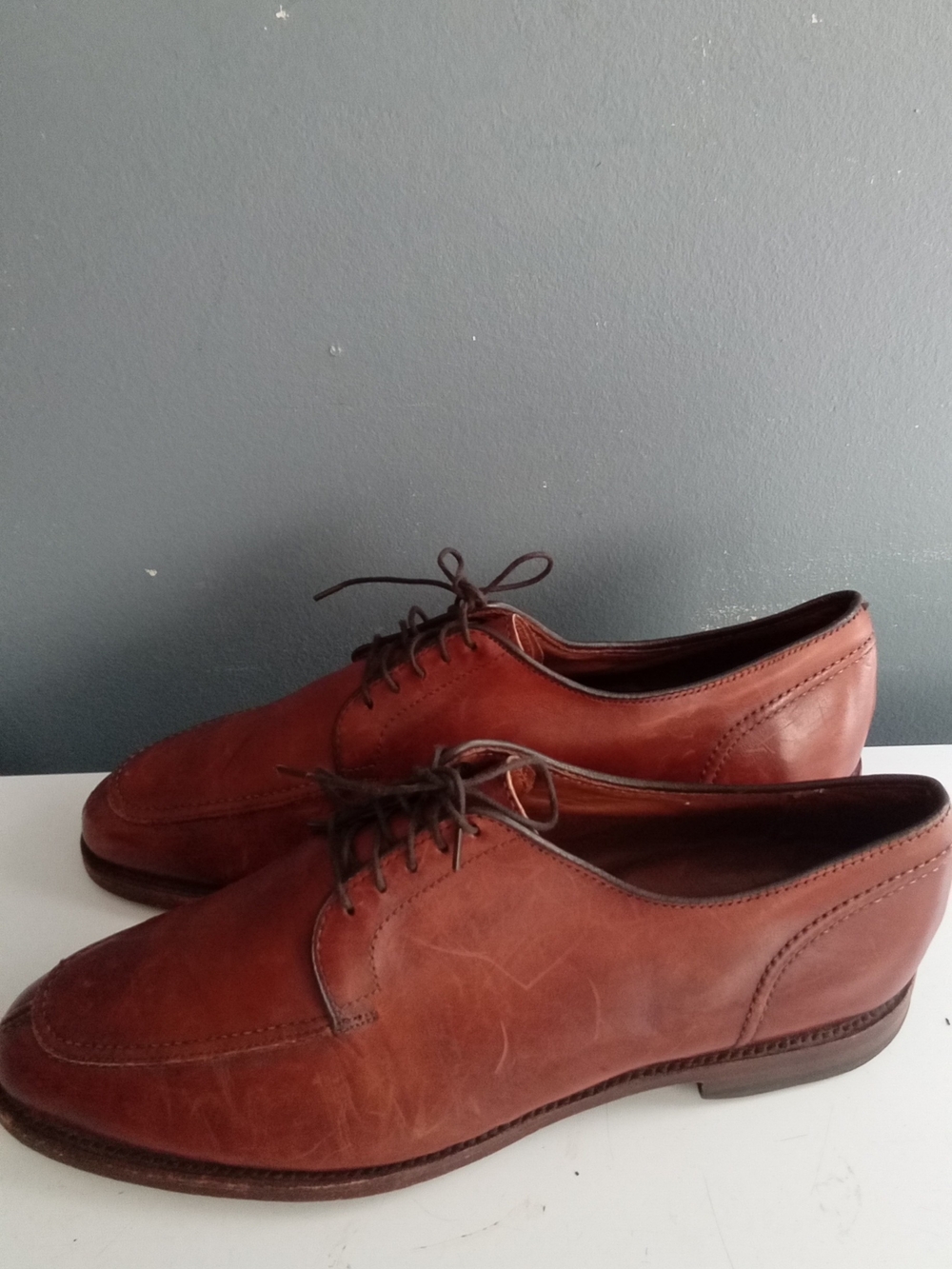 Allen Edmonds Lasalle Men's Split Toe Chestnut Brown Leather Derby Oxfords
